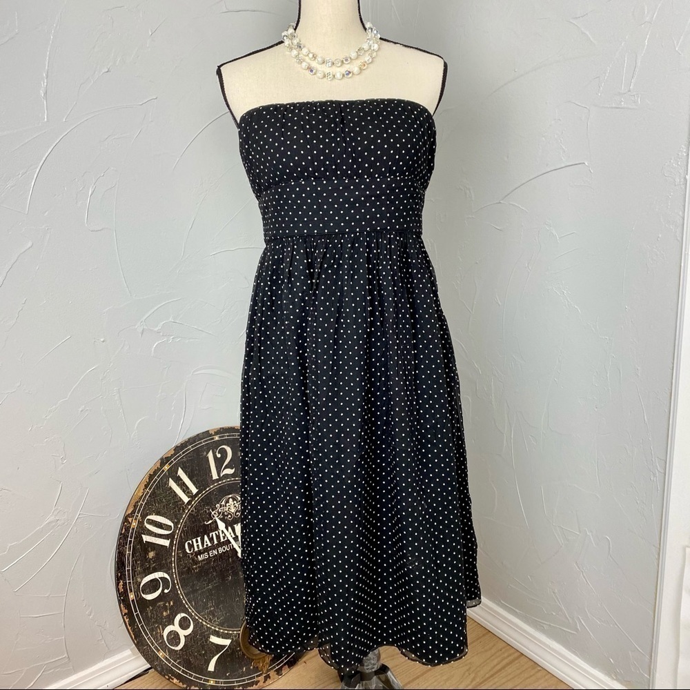 J. Crew Strapless Black Polka Dot Dress